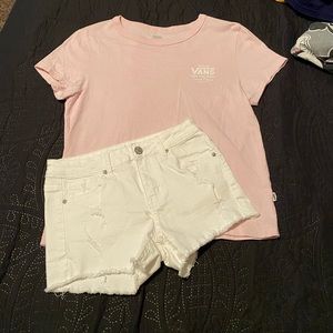 Girls Vans T-shirt and white shorts